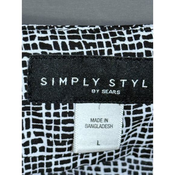Simply Styled By Sears Women's Wrap Blouse Black/White Size L - Picture 3 of 4